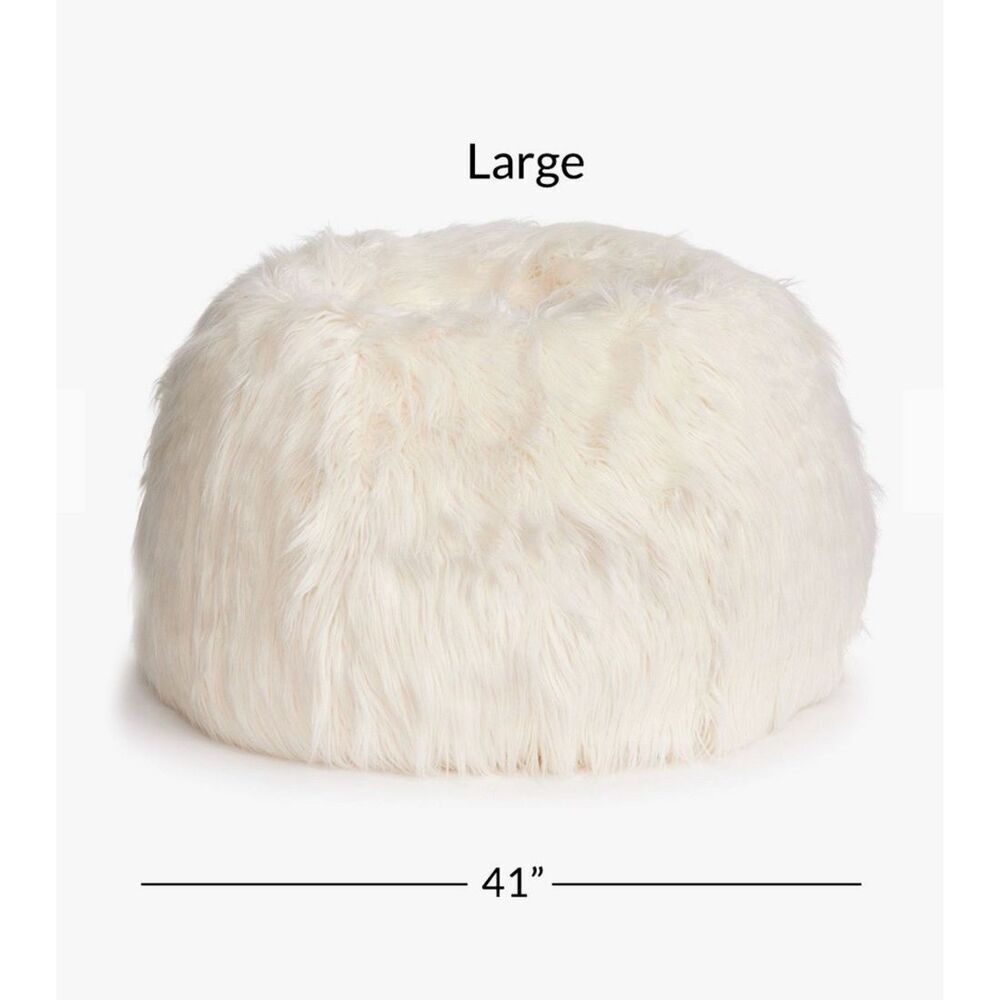 Pottery Barn Teen Large Himalayan Faux Fur Ivory Bean Bag Chair Slipcover Only